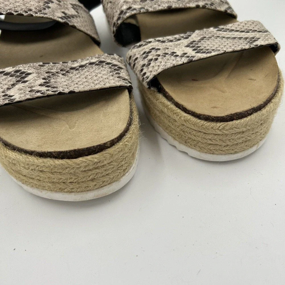 Soho Elite Sandals Womens Size 10 Faux Snake‎ Strappy Espadrille Platform Cork